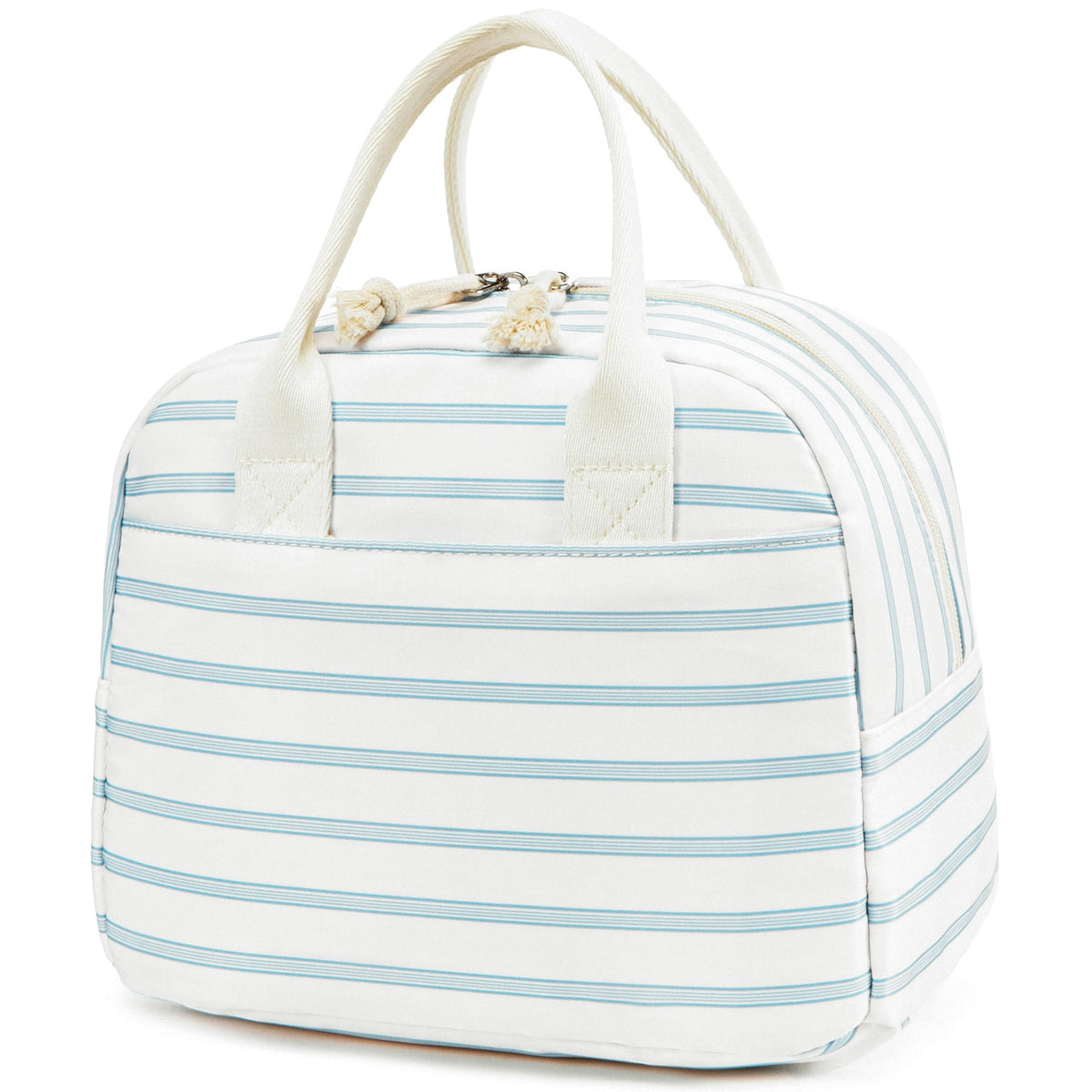 LOVELYWIND Lunch Box for Women,Insulated Lunch Bag,Green Stripe14-Can(9L)