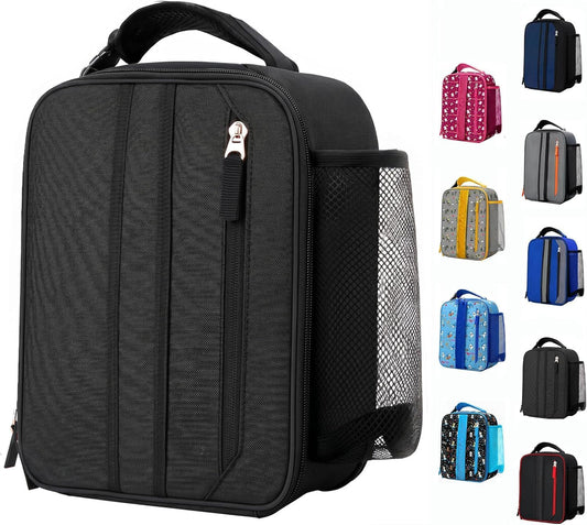 Lunch Box Insulated Lunch bag for Men Teen Kids Boys Adult Portable Stylish Small Lunchbox Special Design for Working Office school Picnic (Black 6L(Without Shoulder Straps))