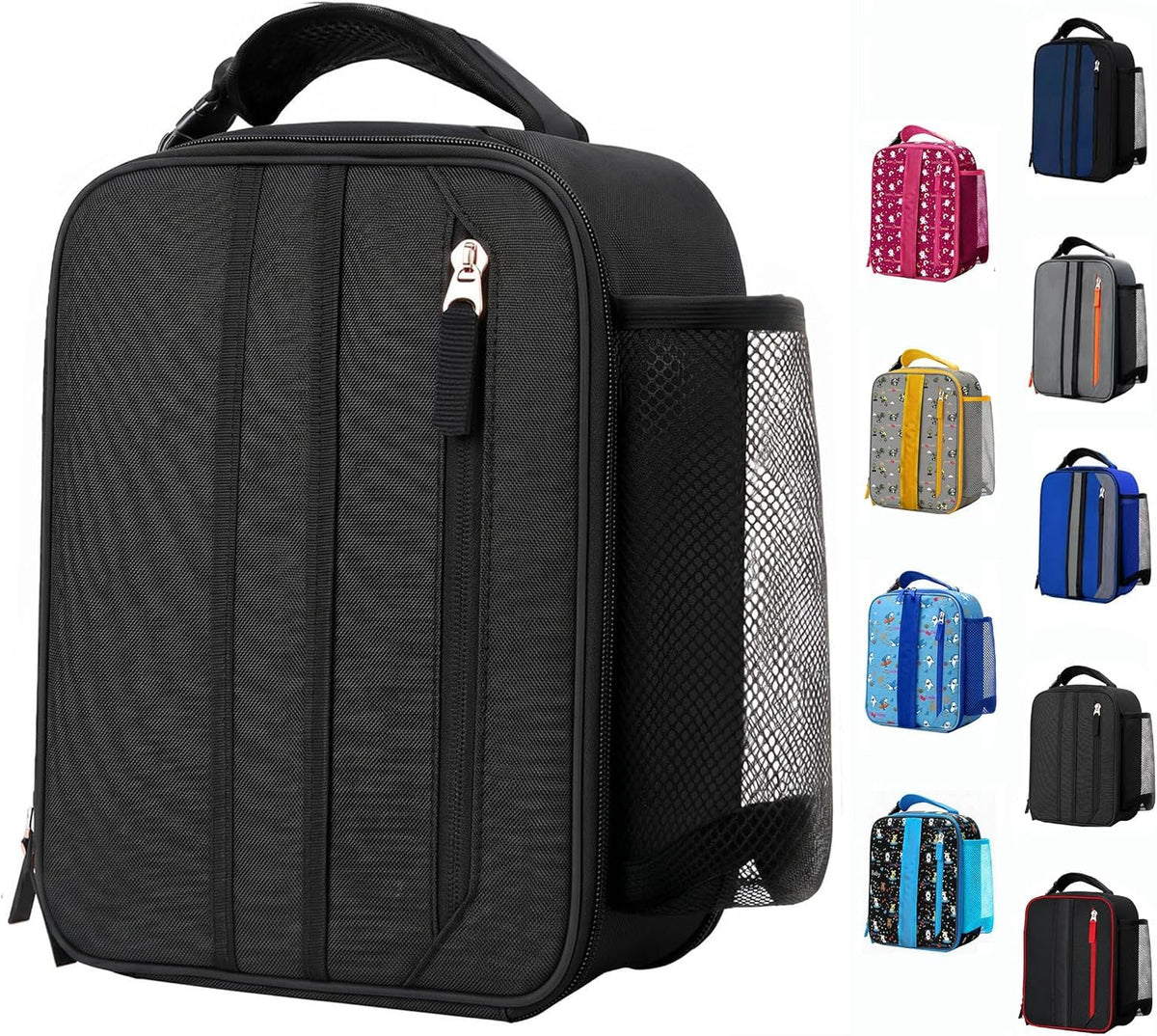 Lunch Box Insulated Lunch bag for Men Teen Kids Boys Adult Portable Stylish Small Lunchbox Special Design for Working Office school Picnic (Black 6L(Without Shoulder Straps))