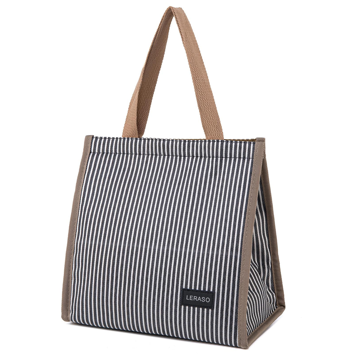 Insulated Lunch Bag for Work, 10.2"x5.9"x10.2" Oxford Waterproof Lunch Tote, Thermal Lunch Box for Office, Picnic & Outdoor, Pink and White Striped Canvas Tote Bag