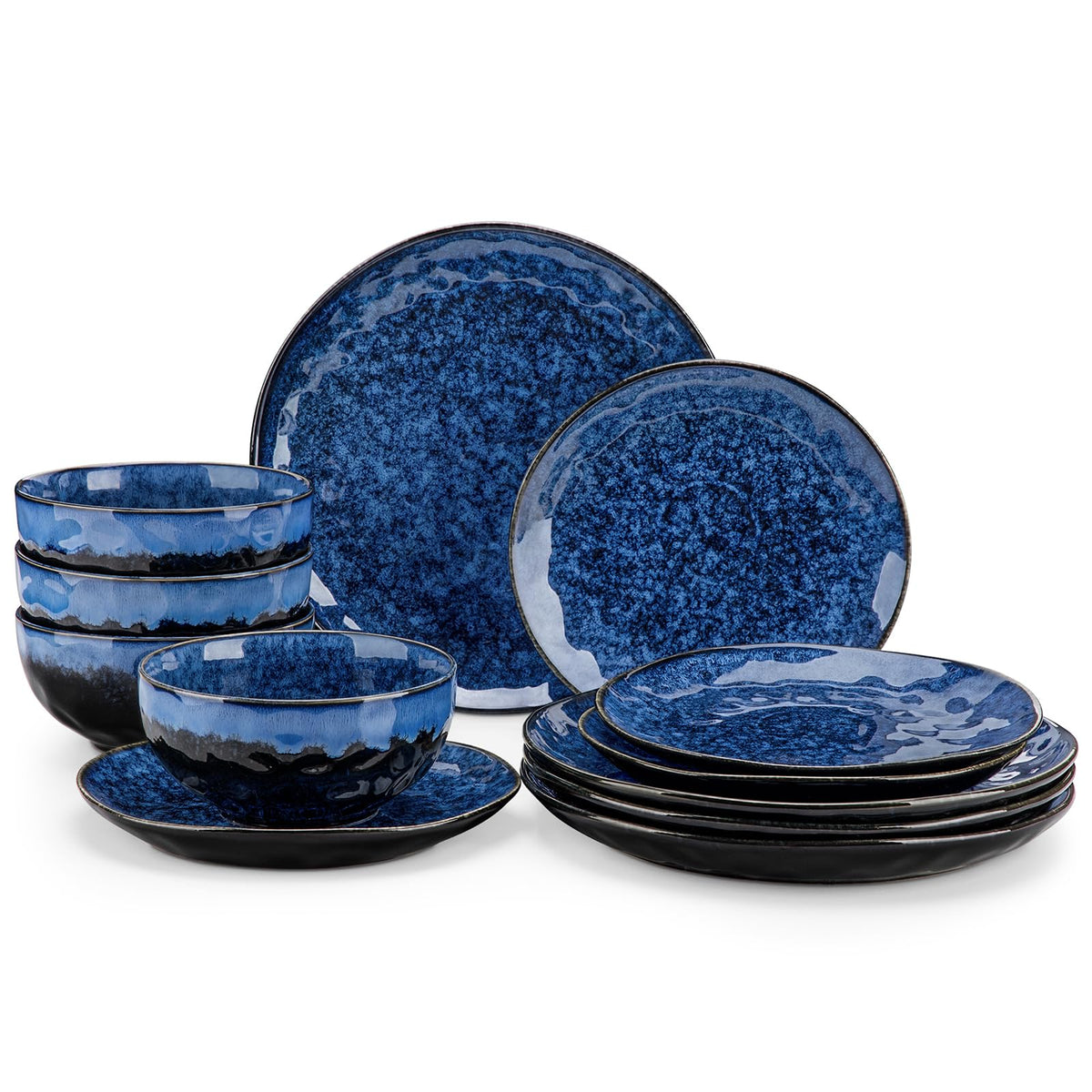 vancasso Starry 12 Pcs Dinnerware Set for 4, Handmade Reactive Glaze, Green