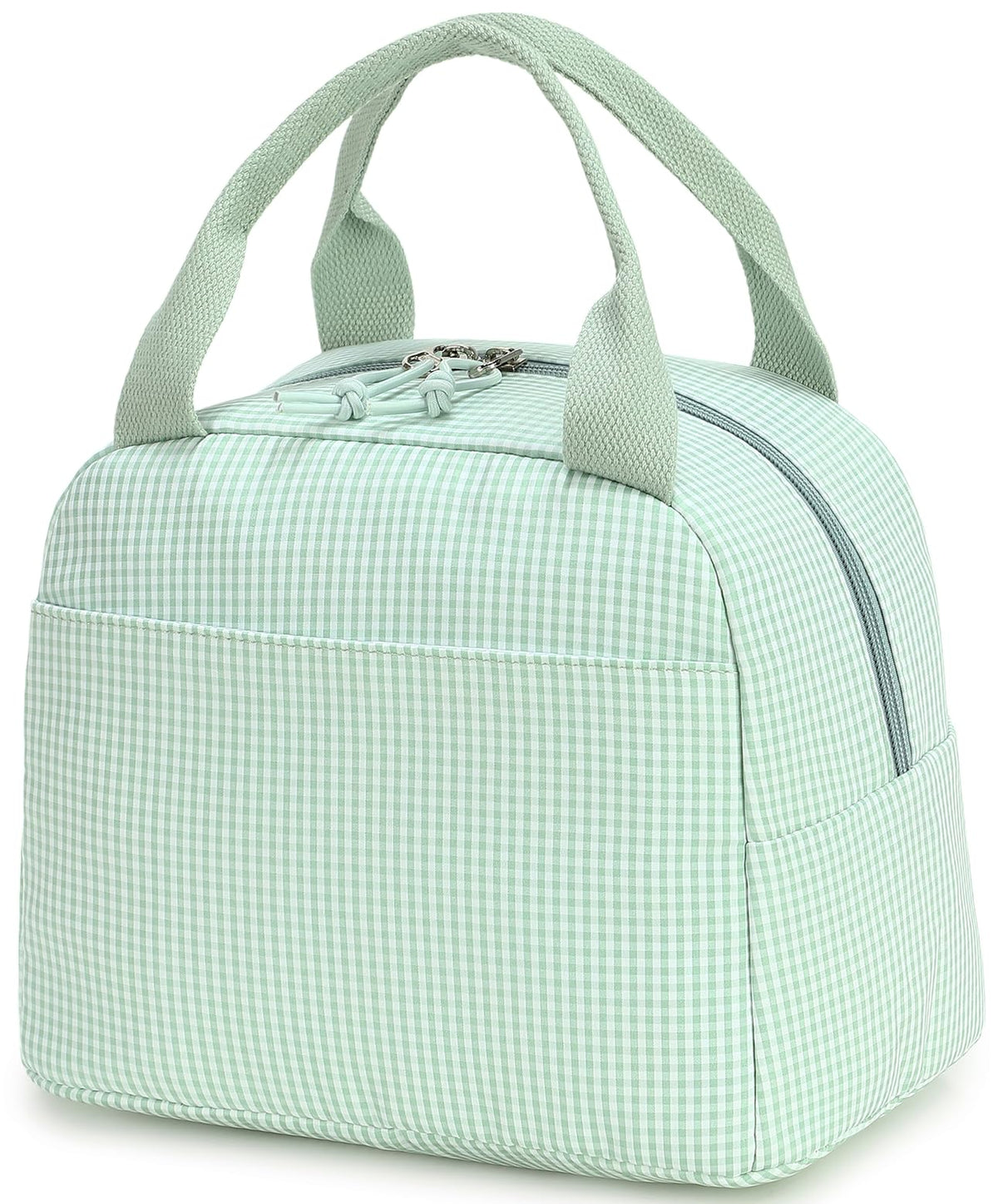 Bluboon Lunch Box for Women Cute Lunch Bag Reusable Insulated Lunch Bags Large Capacity Lunchbox Cooler for Work Picnic or Travel Gifts (A Sage Green White Stripes, 10 x 7.5 x 8 inches)