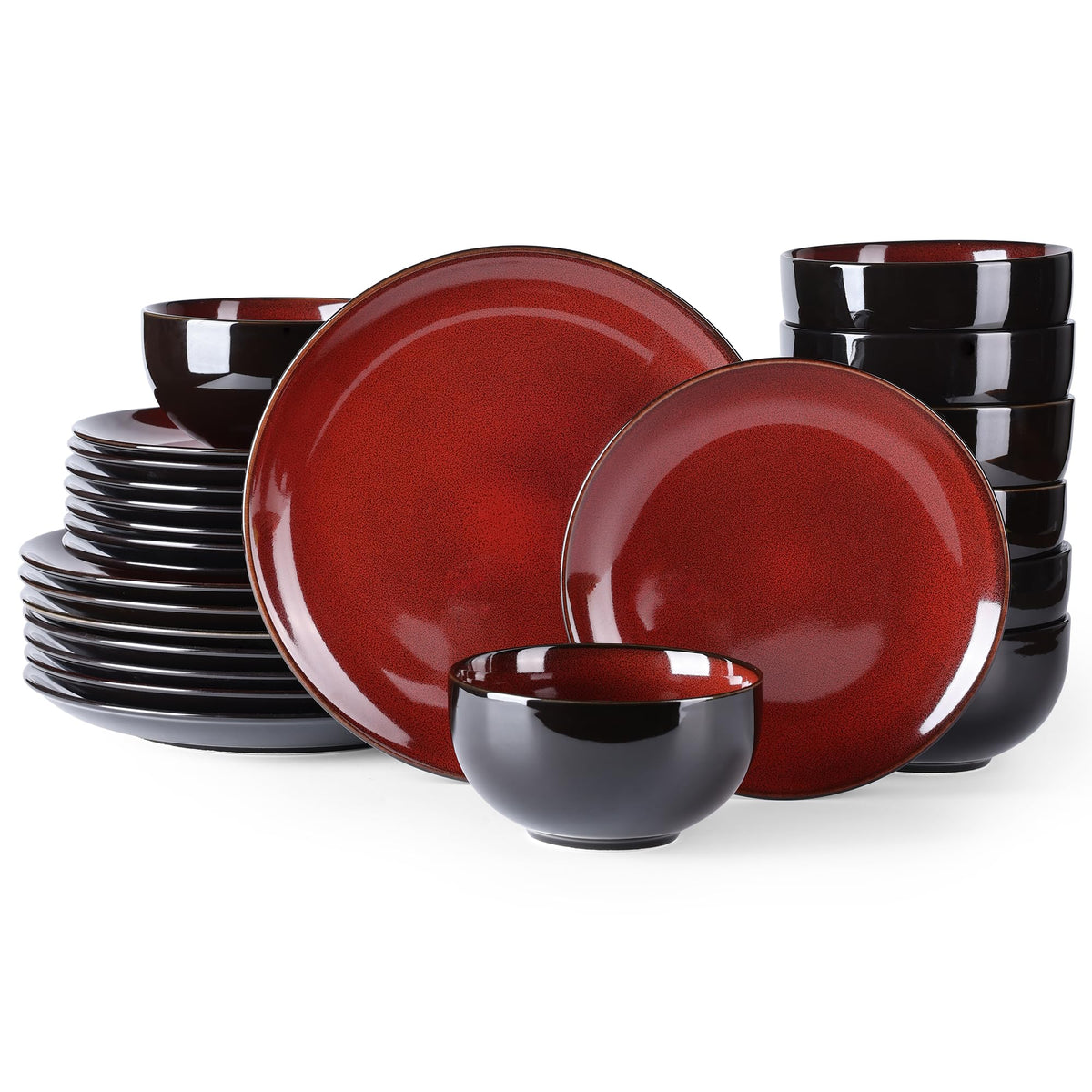 LeRatio Ceramic Dinnerware Sets for 6,18Pcs Porcelain Plates and Bowls Set