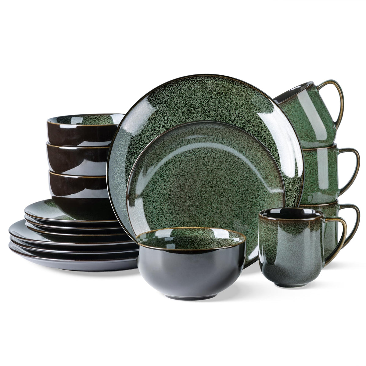 LeRatio Ceramic Dinnerware Sets for 6,18Pcs Porcelain Plates and Bowls Set