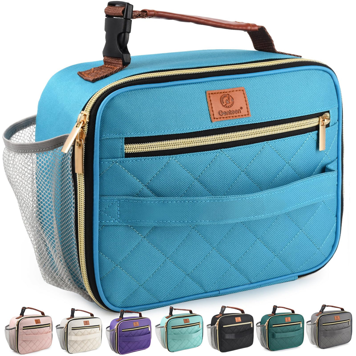 Genteen Lunch Box for Kids, Boys - Insulated Small LunchBox Reusable, Zip Closure & Buckle Handle, Portable Cooler for Work, School, Travel (White)