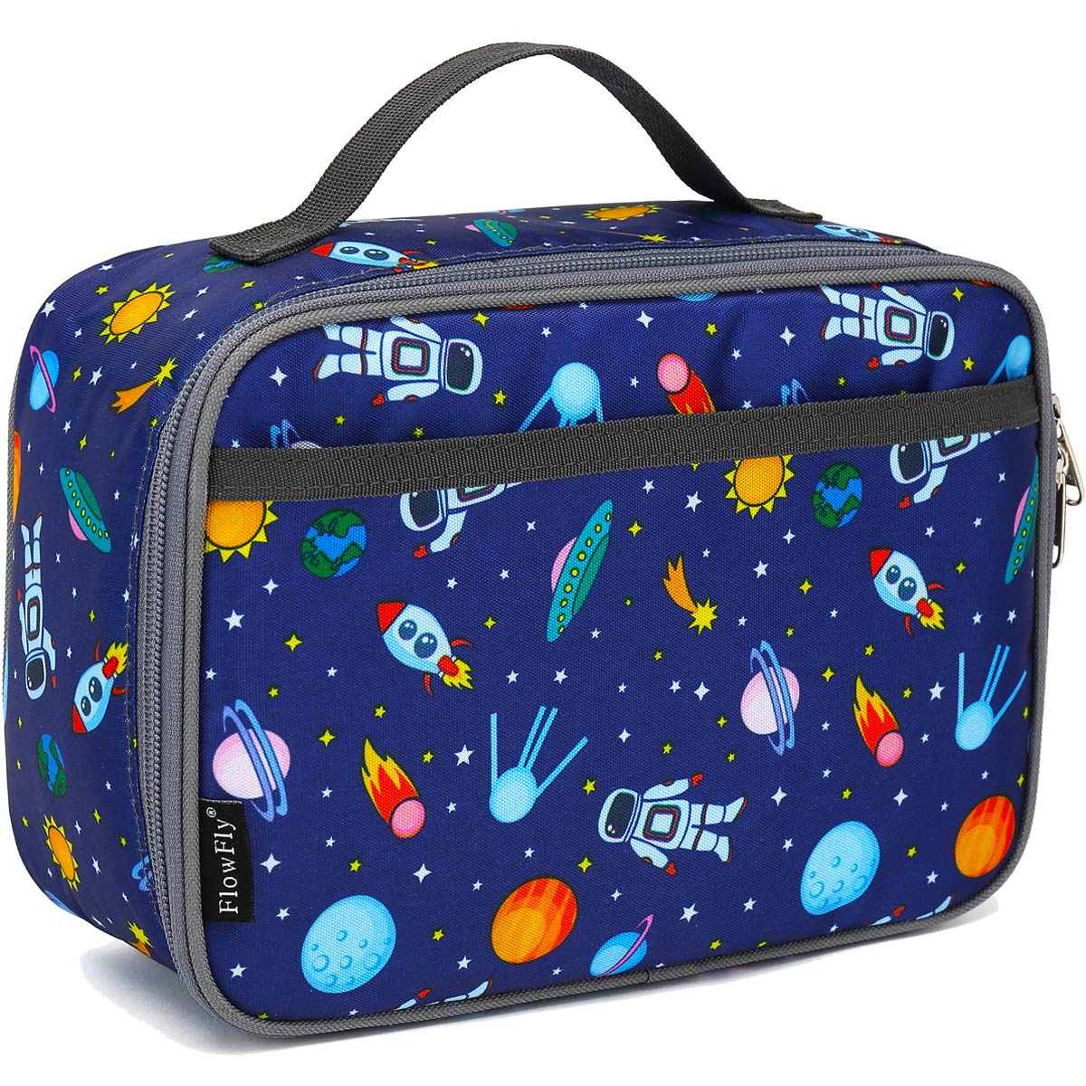 FlowFly Kids Lunch box Insulated Soft Bag Mini Cooler Back to School Thermal Meal Tote Kit for Girls, Boys,Cyan