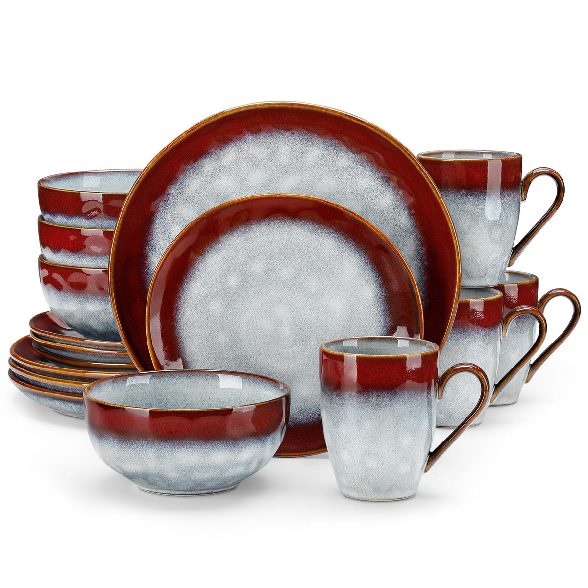 vancasso Starry 12 Pcs Dinnerware Set for 4, Handmade Reactive Glaze, Green