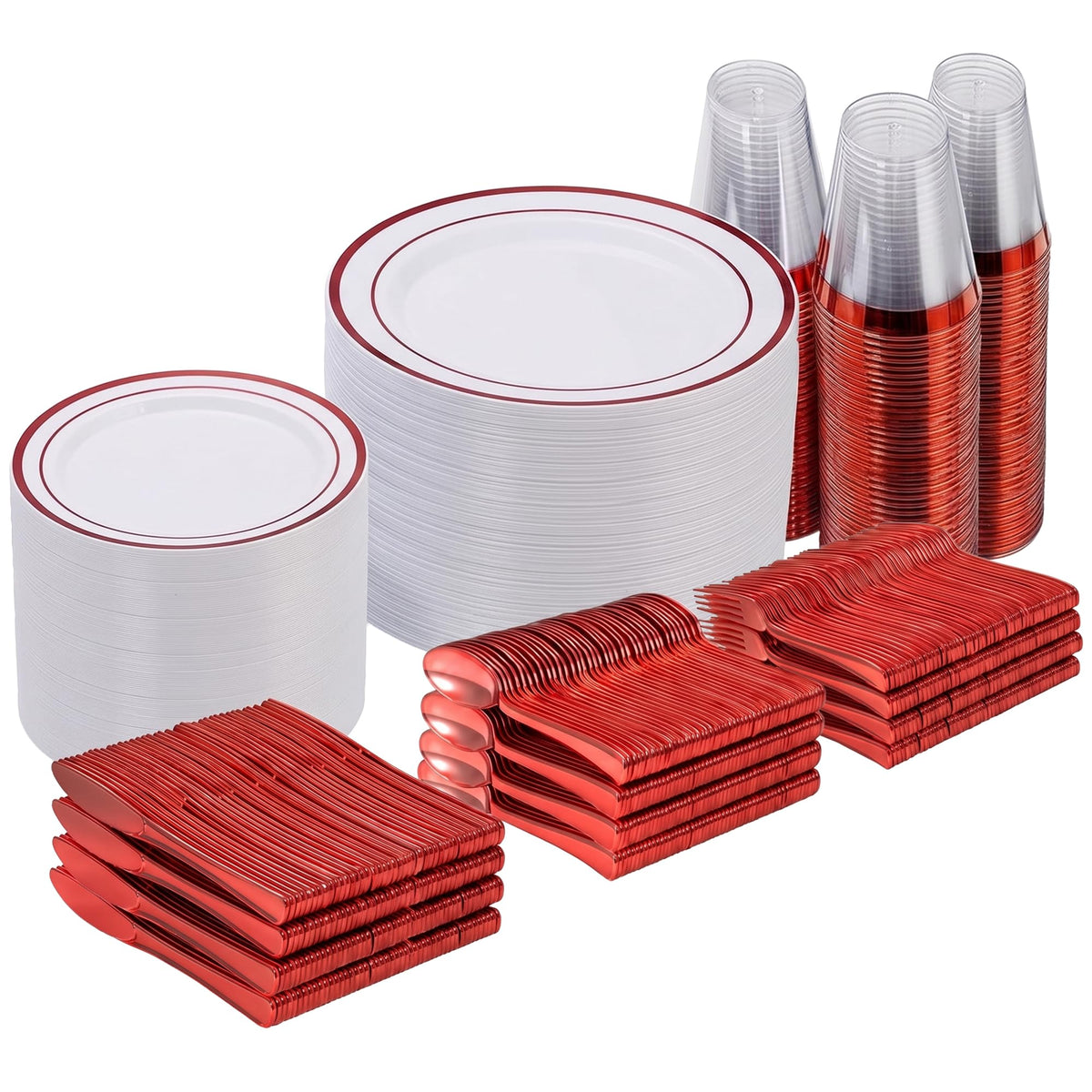 Goodluck 600 Plastic Piece Disposable Silver Plates for 100 Guests