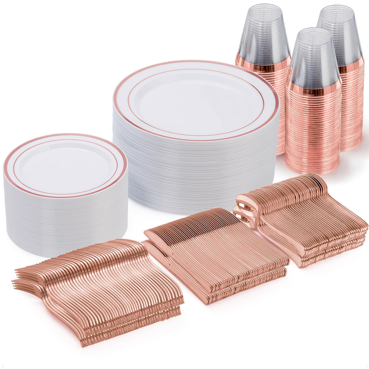 Goodluck 600 Plastic Piece Disposable Silver Plates for 100 Guests