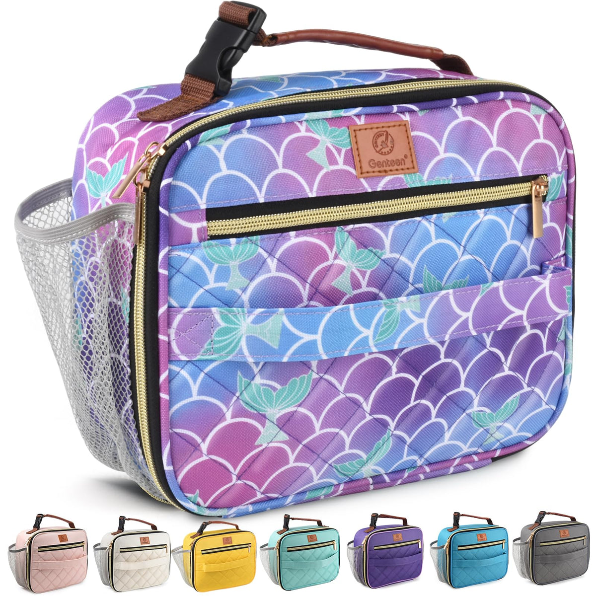 Genteen Lunch Box for Kids, Boys - Insulated Small LunchBox Reusable, Zip Closure & Buckle Handle, Portable Cooler for Work, School, Travel (White)