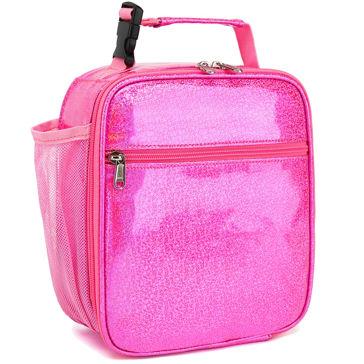FlowFly Kids Lunch Box Insulated Letter Print Soft Bag Mini Cooler Back to School Thermal Meal Tote Kit for Girls, Boys, Black
