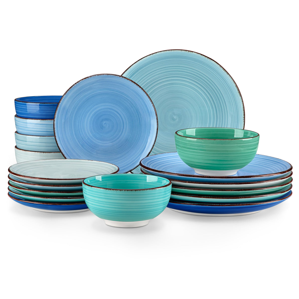 vancasso Bonita Dinnerware Sets 12 Pieces for 4, Ceramic Dishes Set Blue