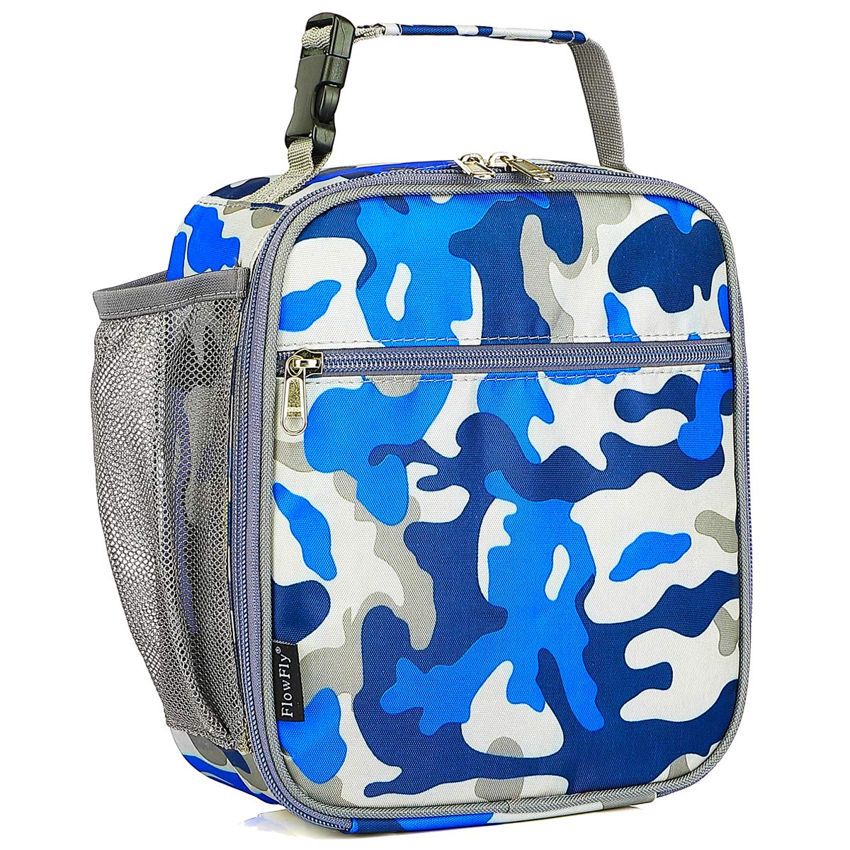FlowFly Kids Lunch Box Insulated Letter Print Soft Bag Mini Cooler Back to School Thermal Meal Tote Kit for Girls, Boys, Black
