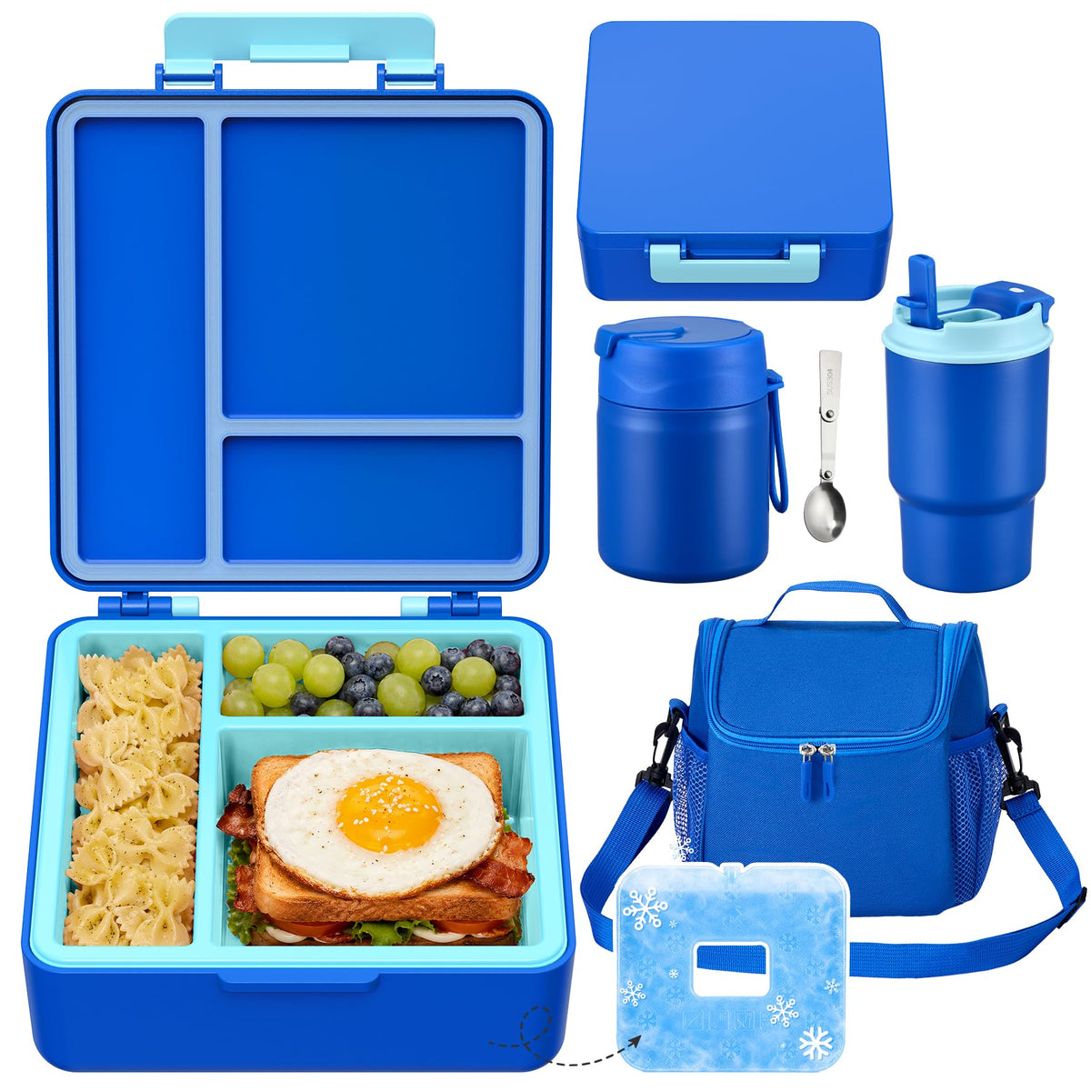 Pawtong Lunch Box Set with Bento Box Container, 17OZ Stainless Steel Food Soup Thermo, Kids Water Bottle & Portable Insulated Lunch Bag – Leakproof, Hot/Cold Retention for School, Travel (Purple)