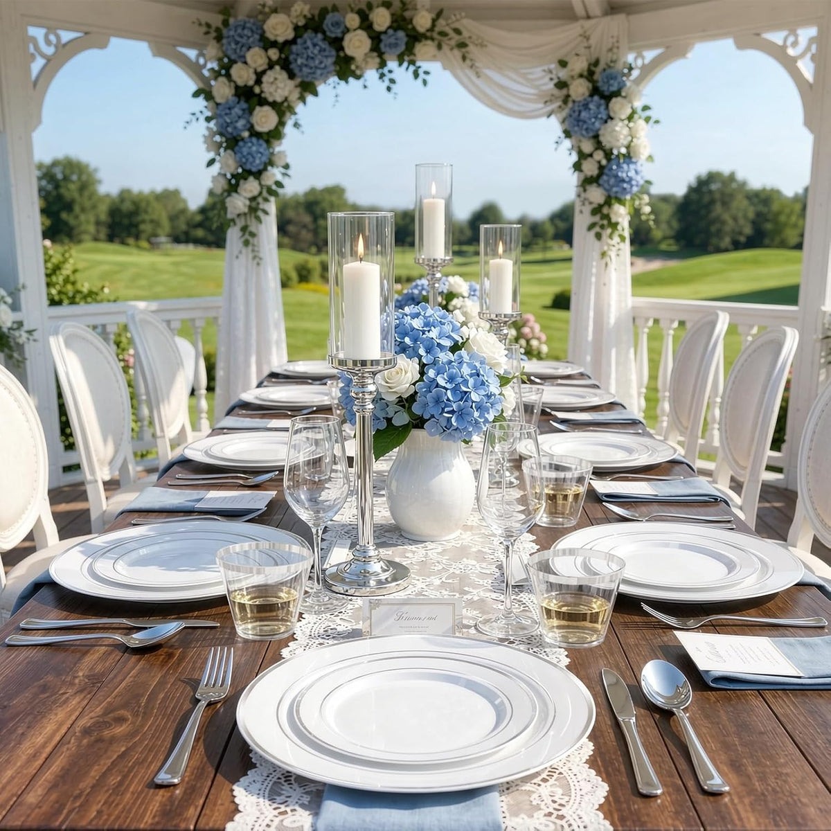 WELLIFE 600 PCS Silver Disposable Dinnerware Set for 100 Guests