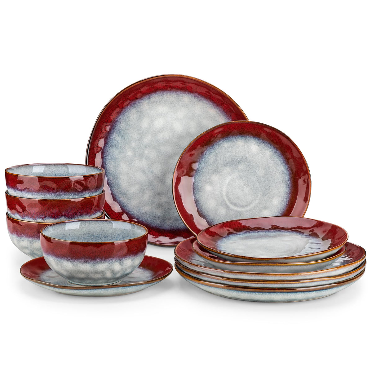 vancasso Starry 12 Pcs Dinnerware Set for 4, Handmade Reactive Glaze, Green