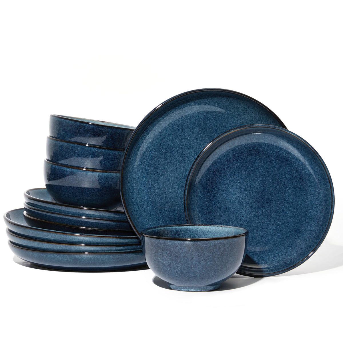 Pokini Stoneware Dinnerware Sets for 8, 24pcs Plates and Bowls Sets Dishes