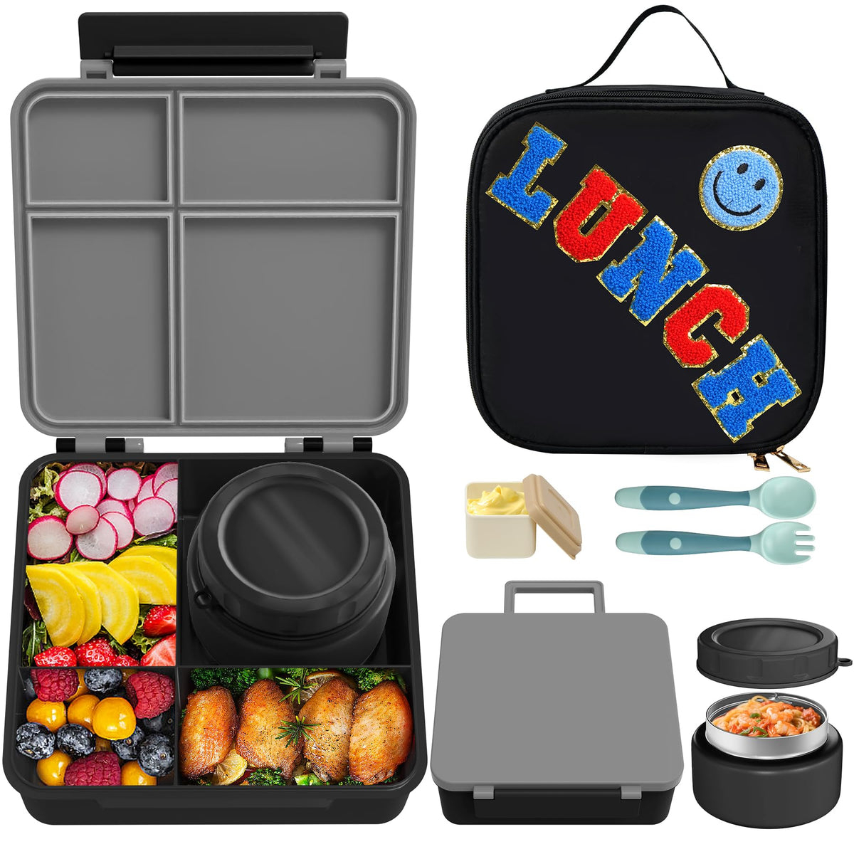 Aimsnk Lunch Box Kids with Thermo Insulated Lunch Bag for School, Purple