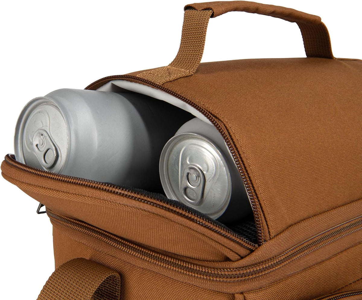 Carhartt Camping Cooler, Worksite Lunch Box, Soft Shell Lunch Bag for Construction Sites, Work and Everyday Use, Brown