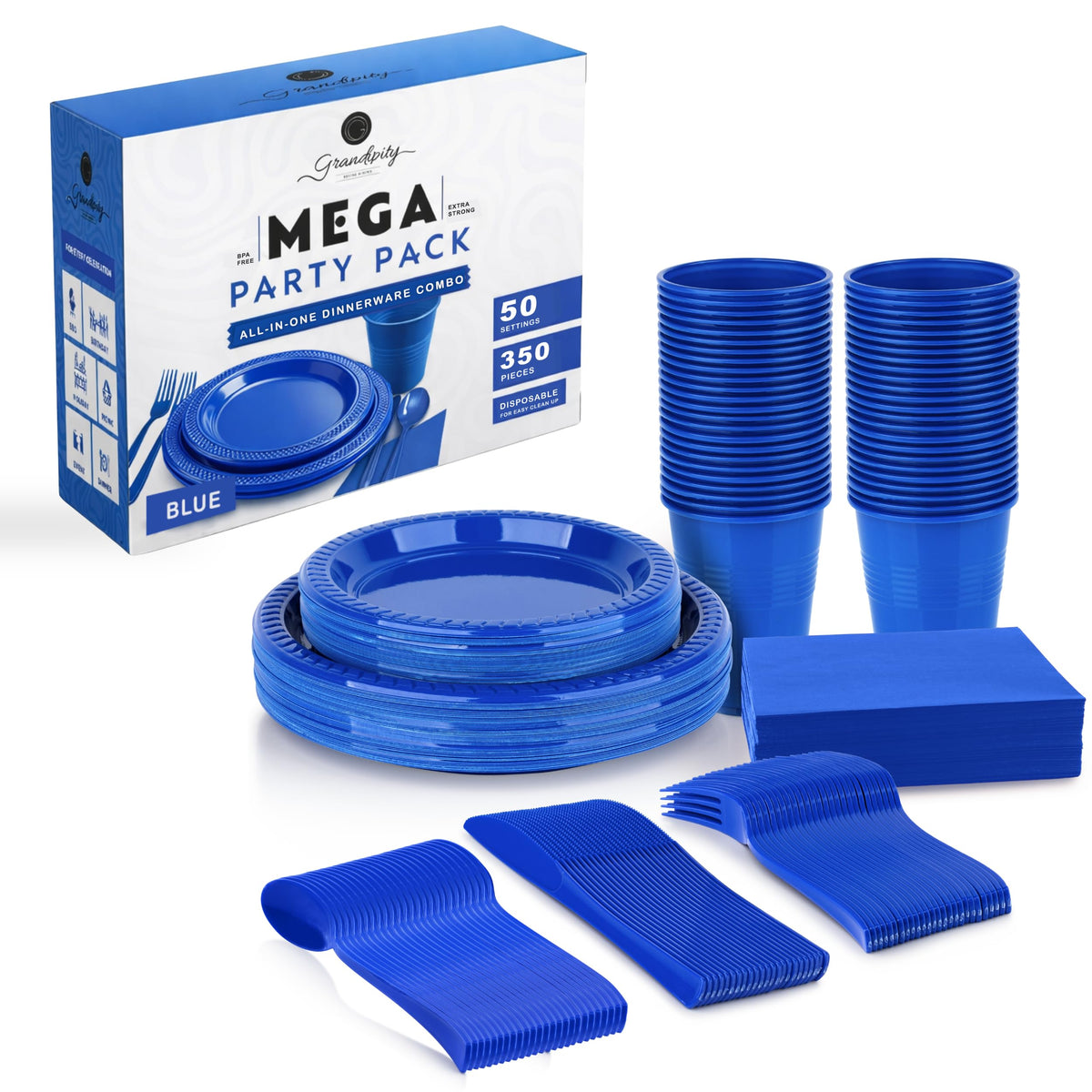 Grandipity Disposable Plastic Dinnerware Sets for Parties (720 pcs)