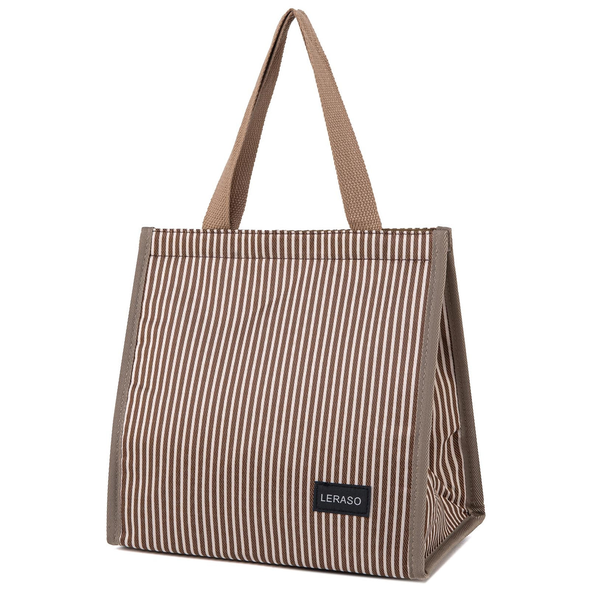 Insulated Lunch Bag for Work, 10.2"x5.9"x10.2" Oxford Waterproof Lunch Tote, Thermal Lunch Box for Office, Picnic & Outdoor, Pink and White Striped Canvas Tote Bag