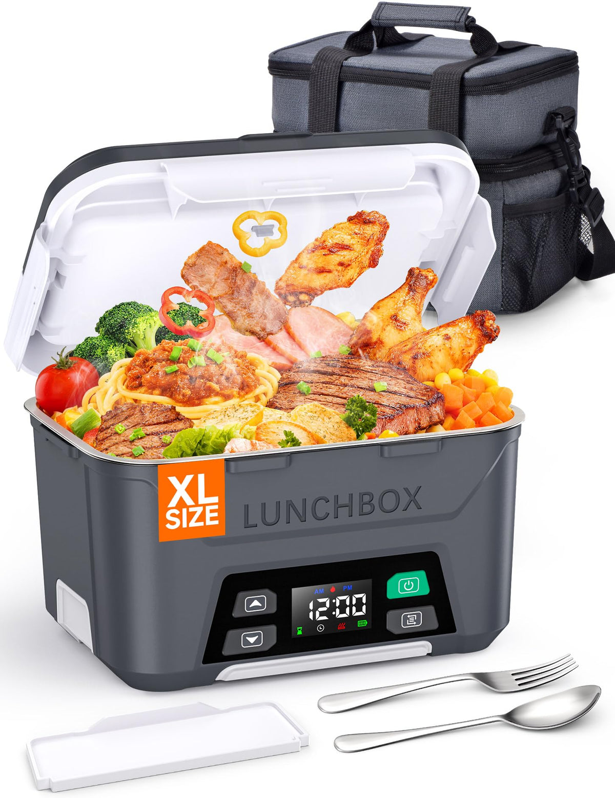 Docusvect Cordless Electric Lunch Box for Adults 1.3L with Schedule Heating