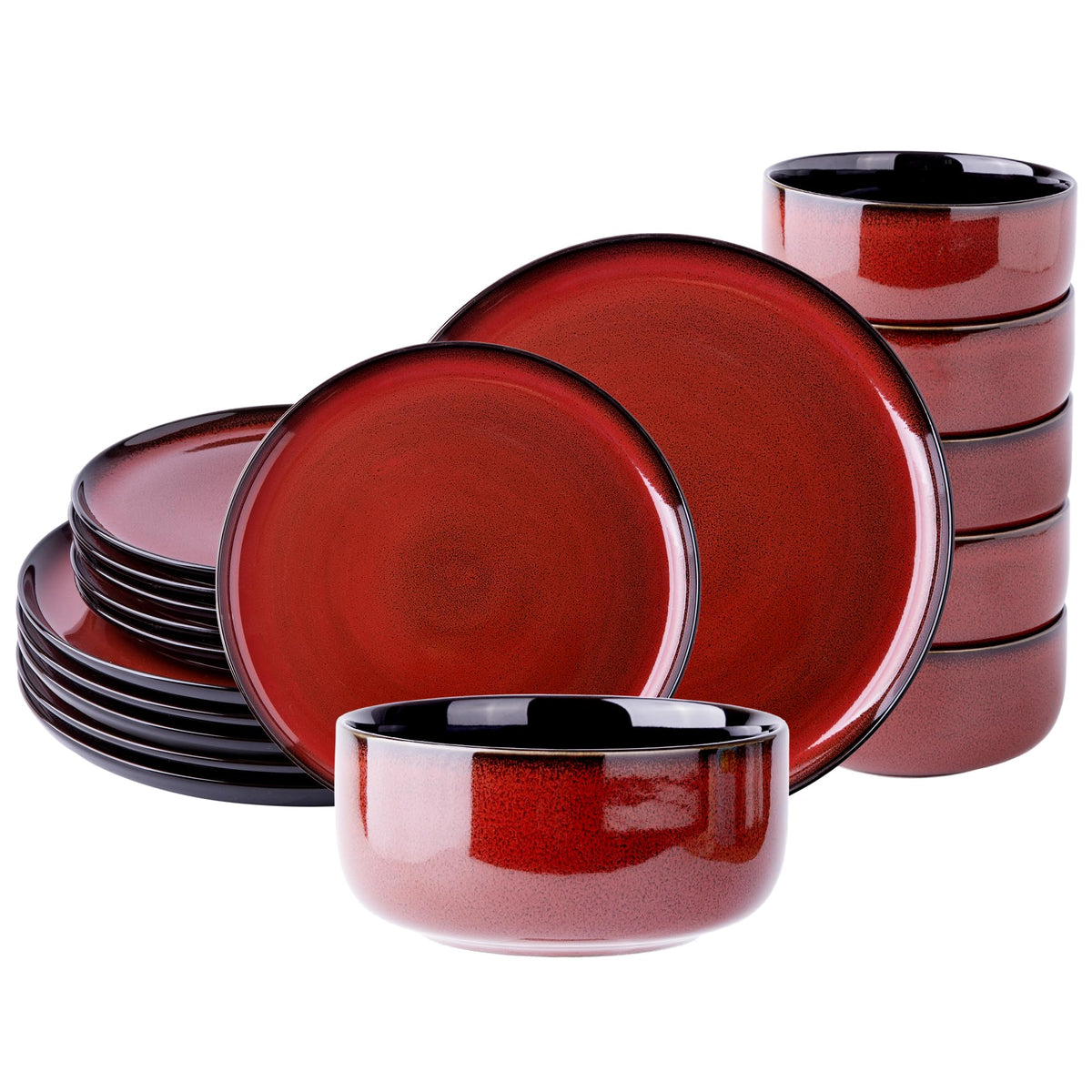 LeRatio Ceramic Dinnerware Sets for 4,12Pcs Porcelain Plates and Bowls Set