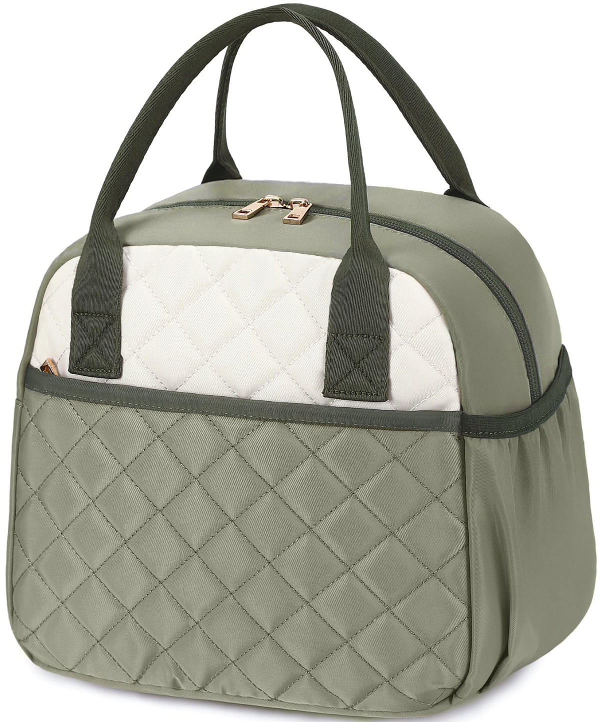 CAMTOP Lunch Box for Women Insulated Lunch Bag Lunchbox Cooler Thermal Leakproof Quilted Reusable Lunch Tote Bag for Work School Travel Picnic (Black)