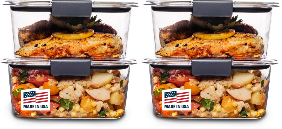 Rubbermaid Brilliance Meal Prep Containers, 2-Compartment Food Storage Containers, 2.85 Cup, 5-Pack, BPA-Free, Clear/Grey