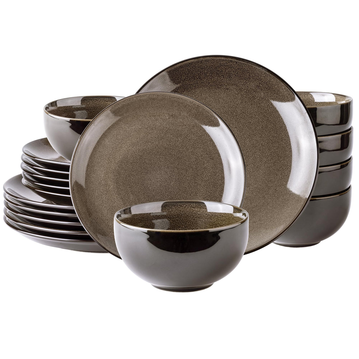LeRatio Ceramic Dinnerware Sets for 6,18Pcs Porcelain Plates and Bowls Set