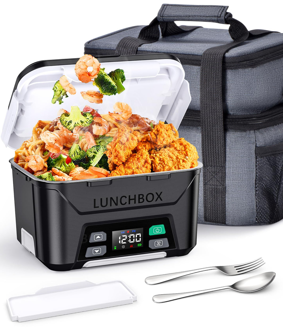 Docusvect Cordless Electric Lunch Box for Adults 1.3L with Schedule Heating