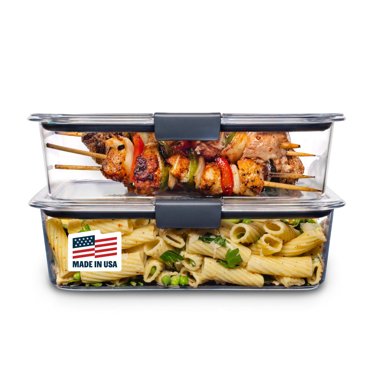 Rubbermaid Brilliance Meal Prep Containers, 2-Compartment Food Storage Containers, 2.85 Cup, 5-Pack, BPA-Free, Clear/Grey