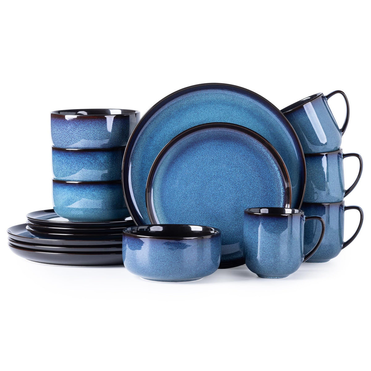 LeRatio Ceramic Dinnerware Sets for 4,12Pcs Porcelain Plates and Bowls Set