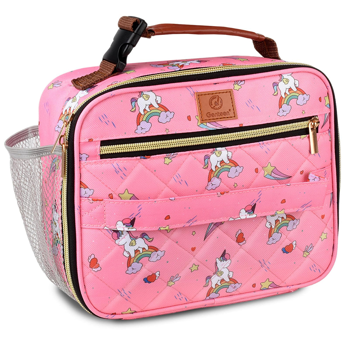 Genteen Lunch Box for Kids, Boys - Insulated Small LunchBox Reusable, Zip Closure & Buckle Handle, Portable Cooler for Work, School, Travel (White)