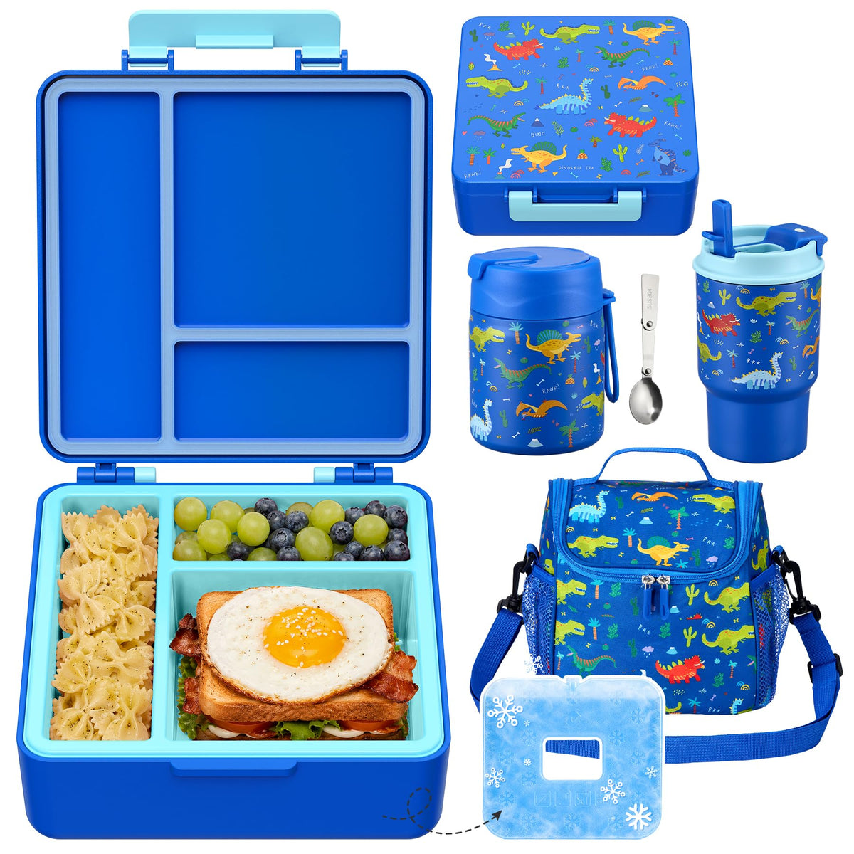 Pawtong Lunch Box Set with Bento Box Container, 17OZ Stainless Steel Food Soup Thermo, Kids Water Bottle & Portable Insulated Lunch Bag – Leakproof, Hot/Cold Retention for School, Travel (Purple)
