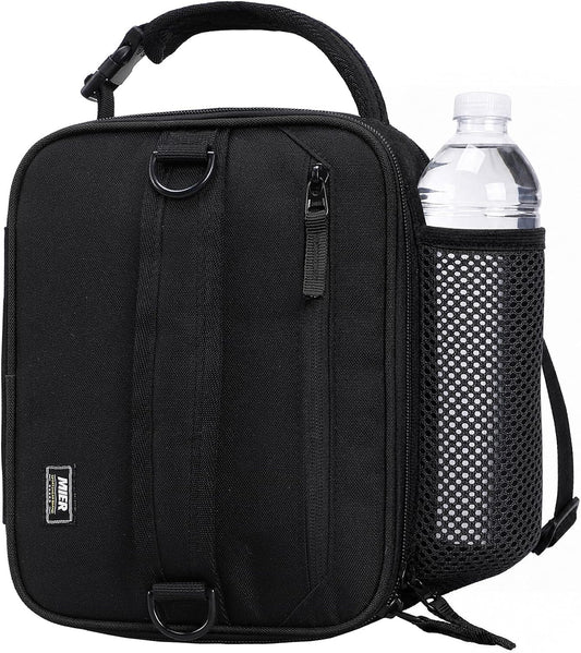 MIER Expandable Small Lunch Box for Men Women Kids to Work School, Black