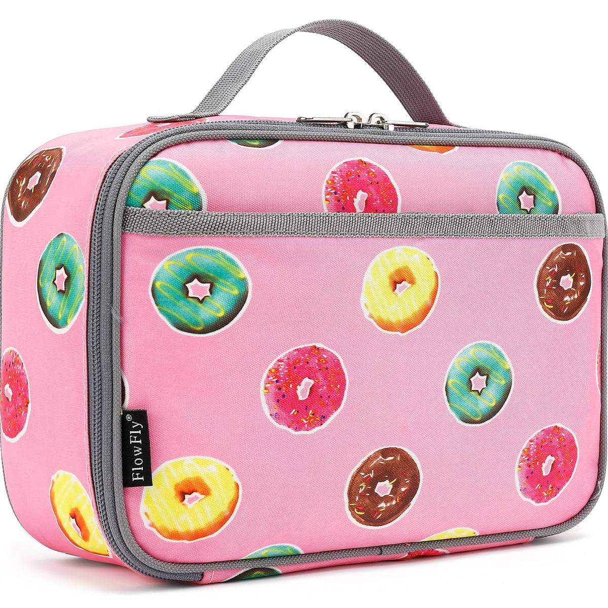 FlowFly Kids Lunch box Insulated Soft Bag Mini Cooler Back to School Thermal Meal Tote Kit for Girls, Boys,Cyan