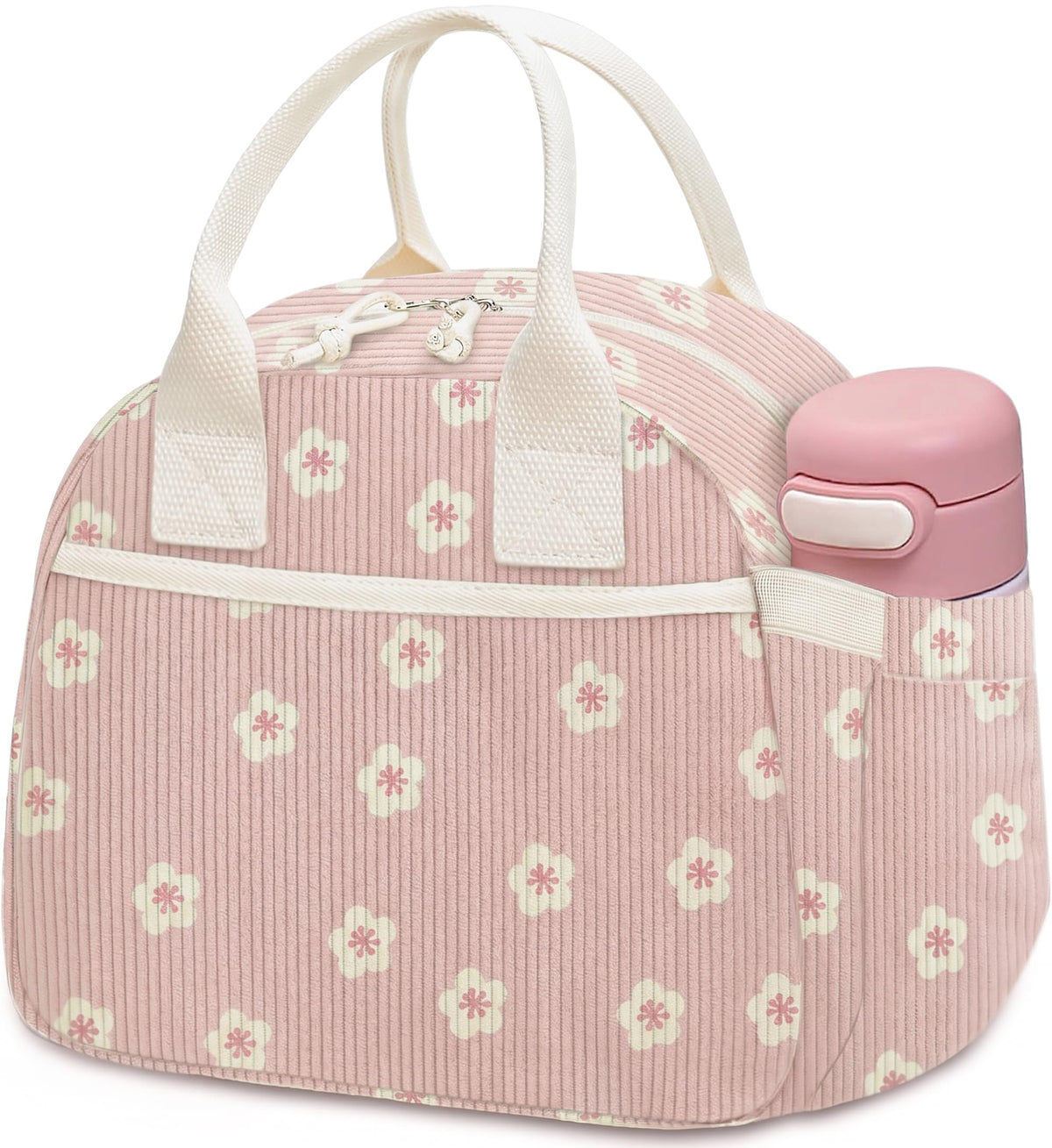 Carry bloom Lunch Box for Women, Insulated Lunch Bag Cute Corduroy Lunchbox
