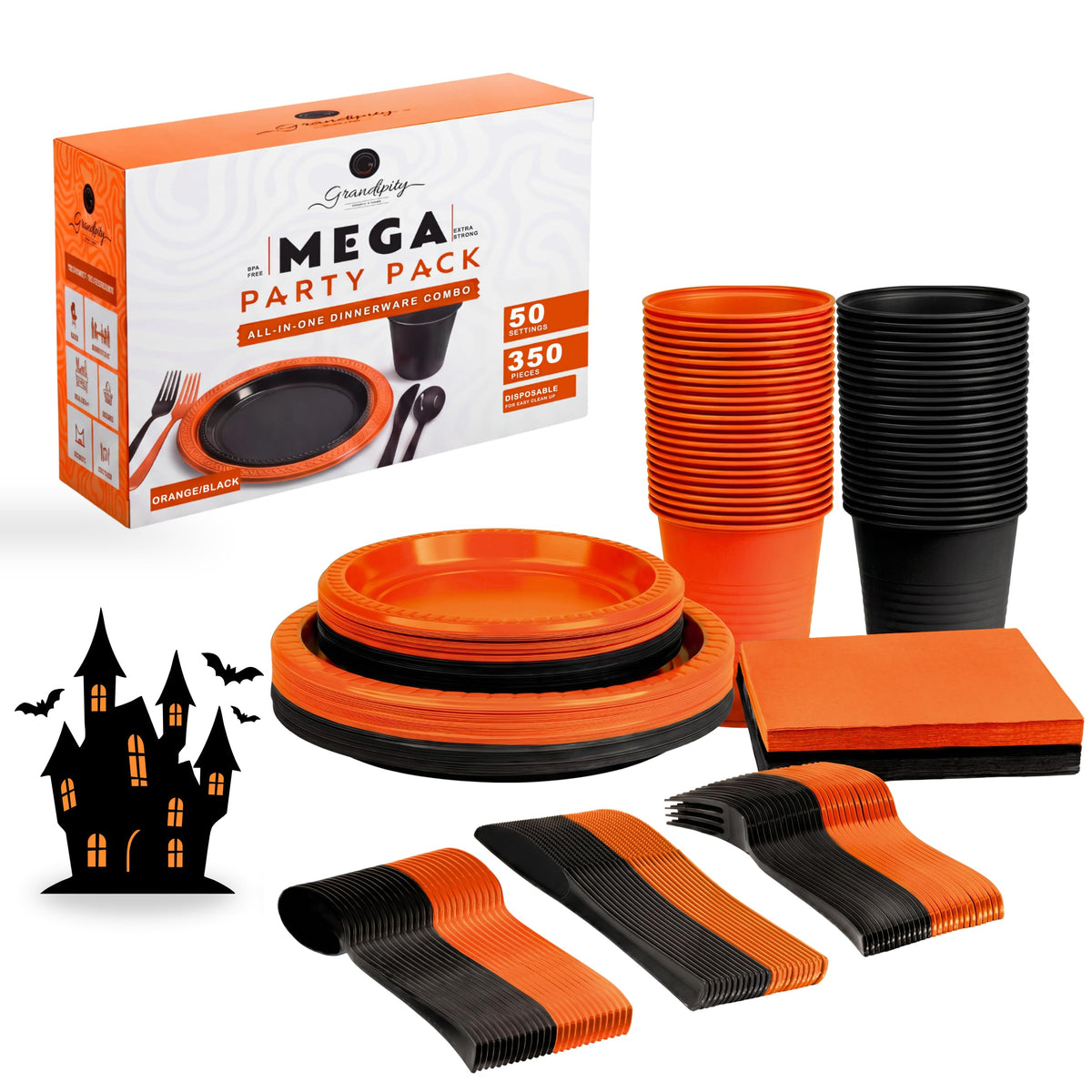 Grandipity Disposable Plastic Dinnerware Sets for Parties (720 pcs)