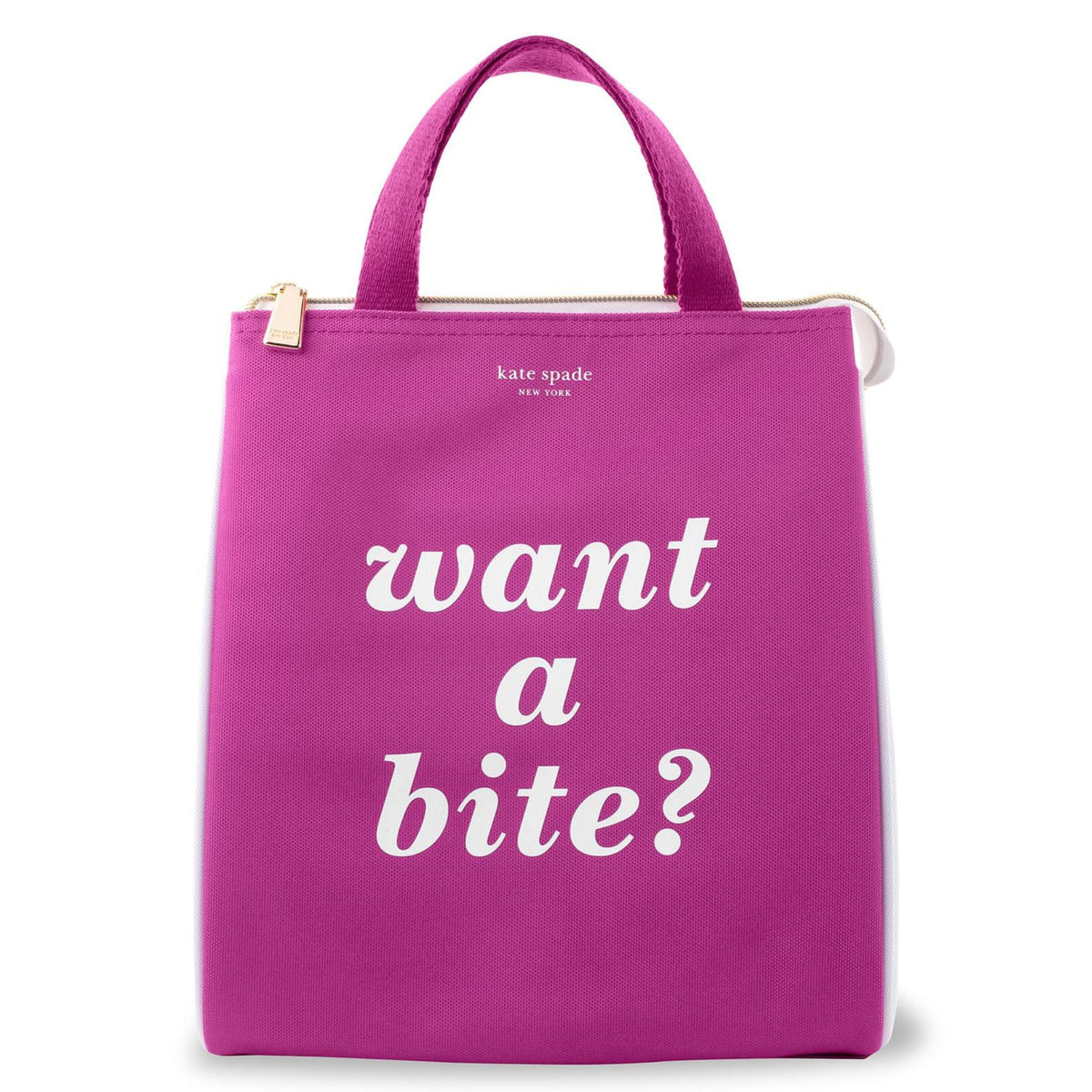 Kate Spade New York, Portable Soft Cooler Lunch Bag with Silver Insulated Interior Lining and Storage Pocket, Joy Dot