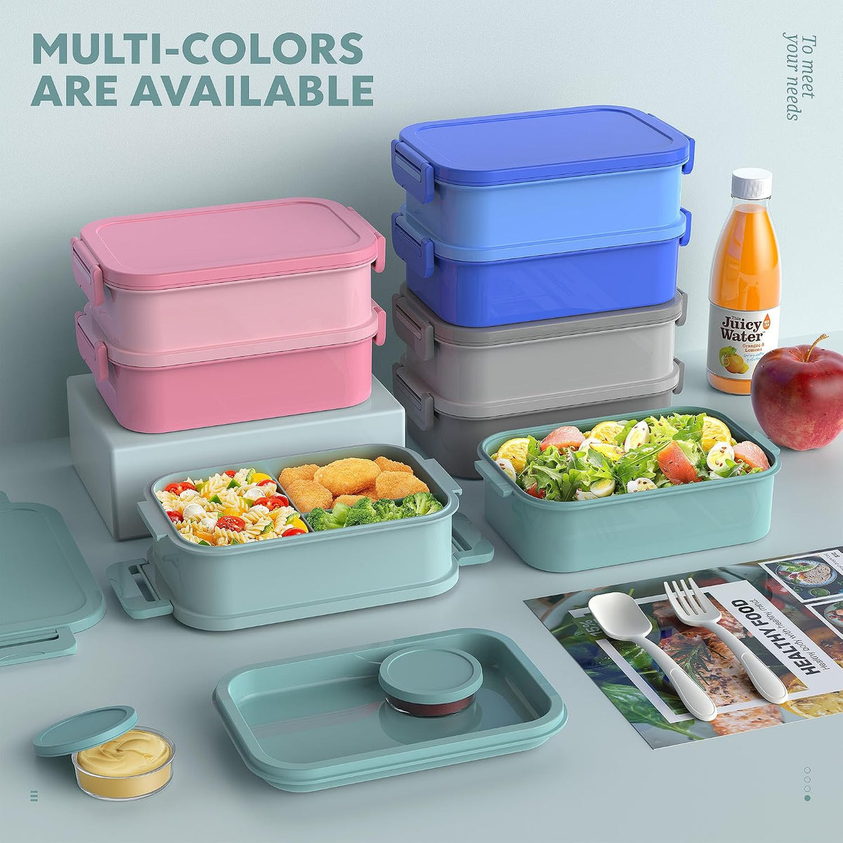Jelife Bento Box Adult Lunch Box, 72oz Stackable Bento Lunch Box for Adults