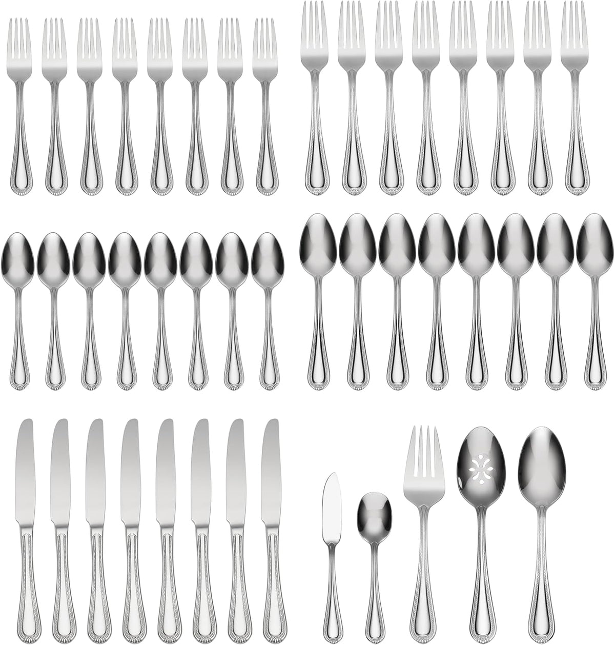 Oneida Countess 45-Piece 18/0 Silverware Set for 8, Flatware