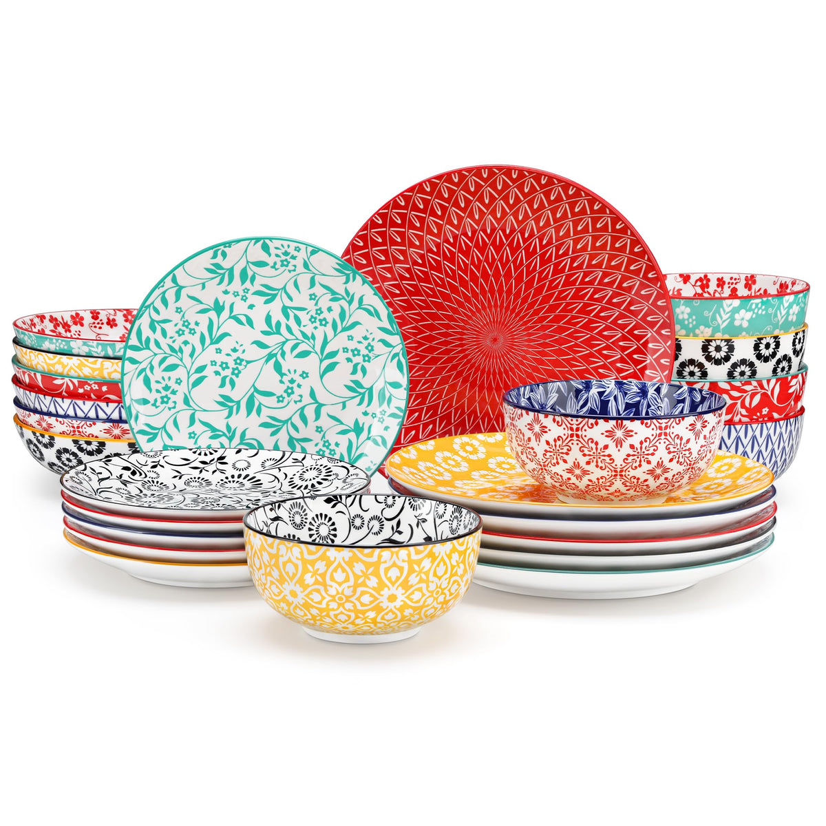 vancasso SELENE Plates and Bowls Set for 6, 18 Pieces Dinnerware Sets, Mircowave and Dishwasher Safe Dishes Set, Porcelain Blue Dinnerware