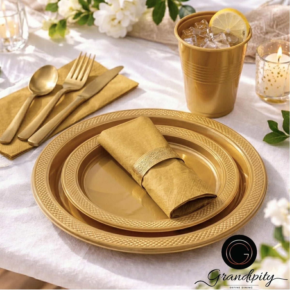 Grandipity Disposable Plastic Dinnerware Sets for Parties (720 pcs)