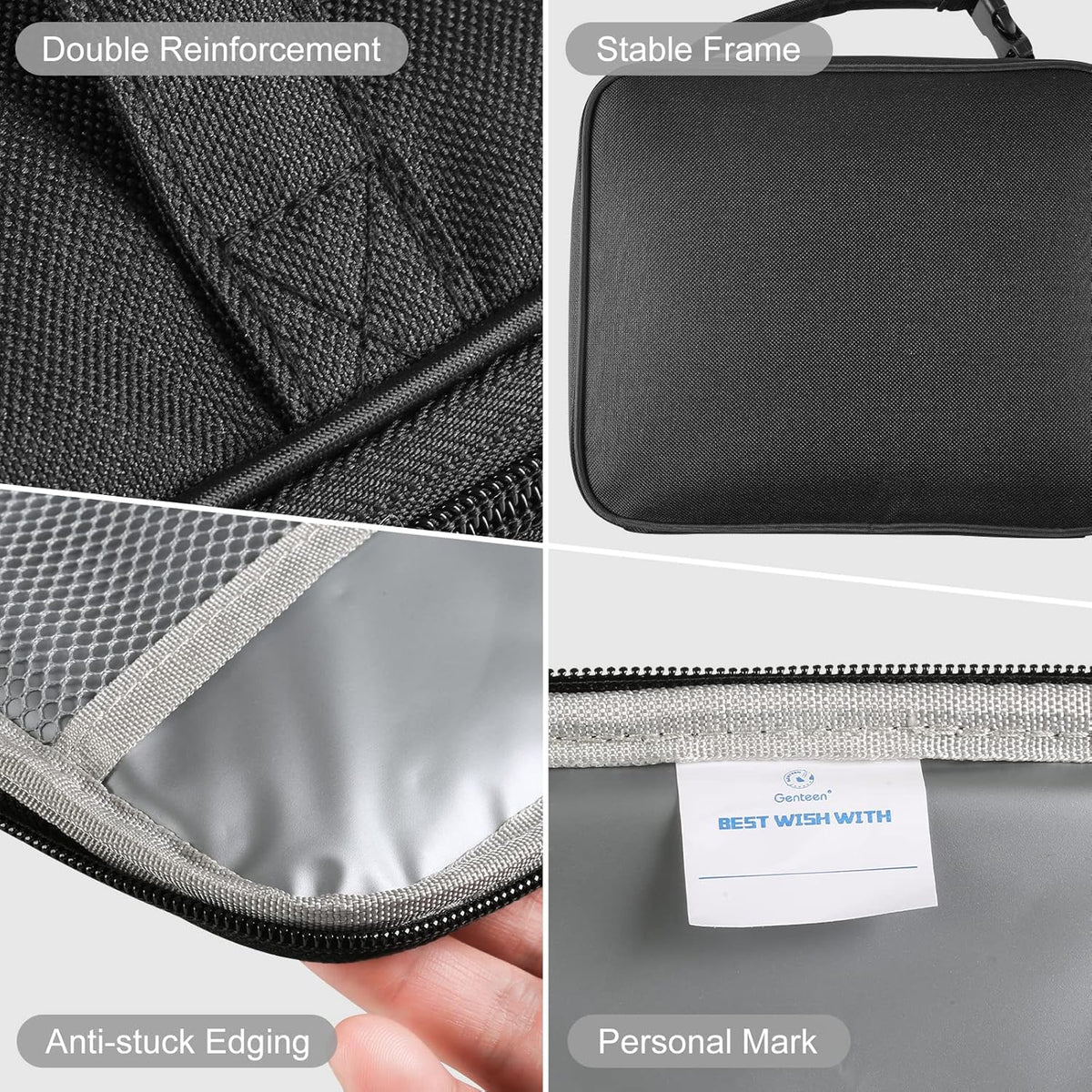 Genteen Lunch Box Kids, Insulated Lunch Bag Kids Boys Girls Back to School, Soft Lunch Box for Men Reusable Lunchbox for Office,Outdoor,School (Black)