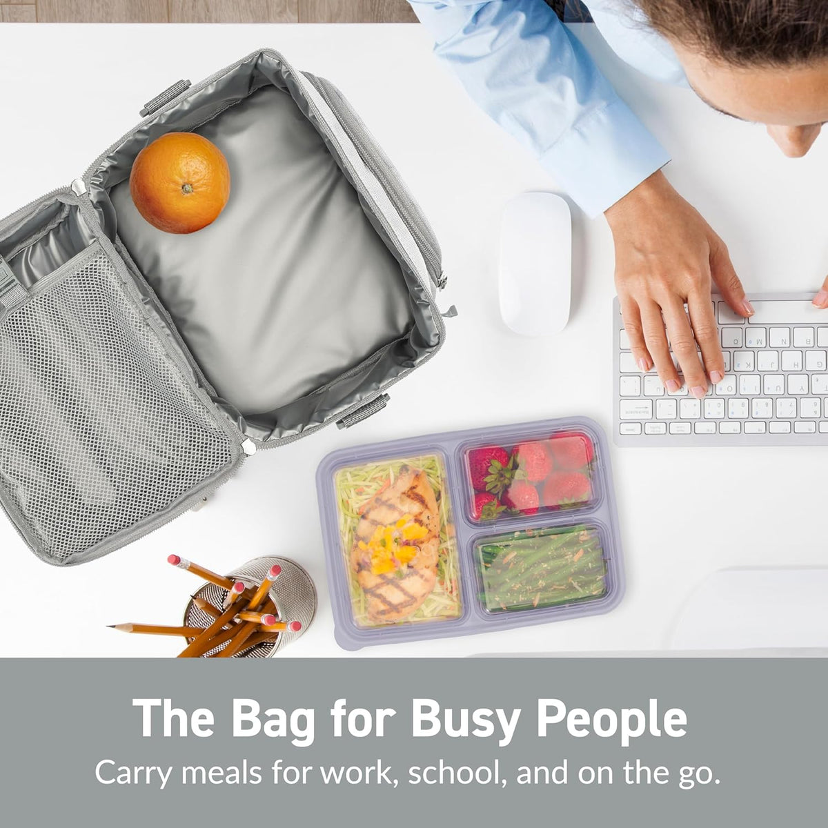 Bentgo Deluxe Insulated Lunch Bag with Adjustable Strap & Outer Pocket
