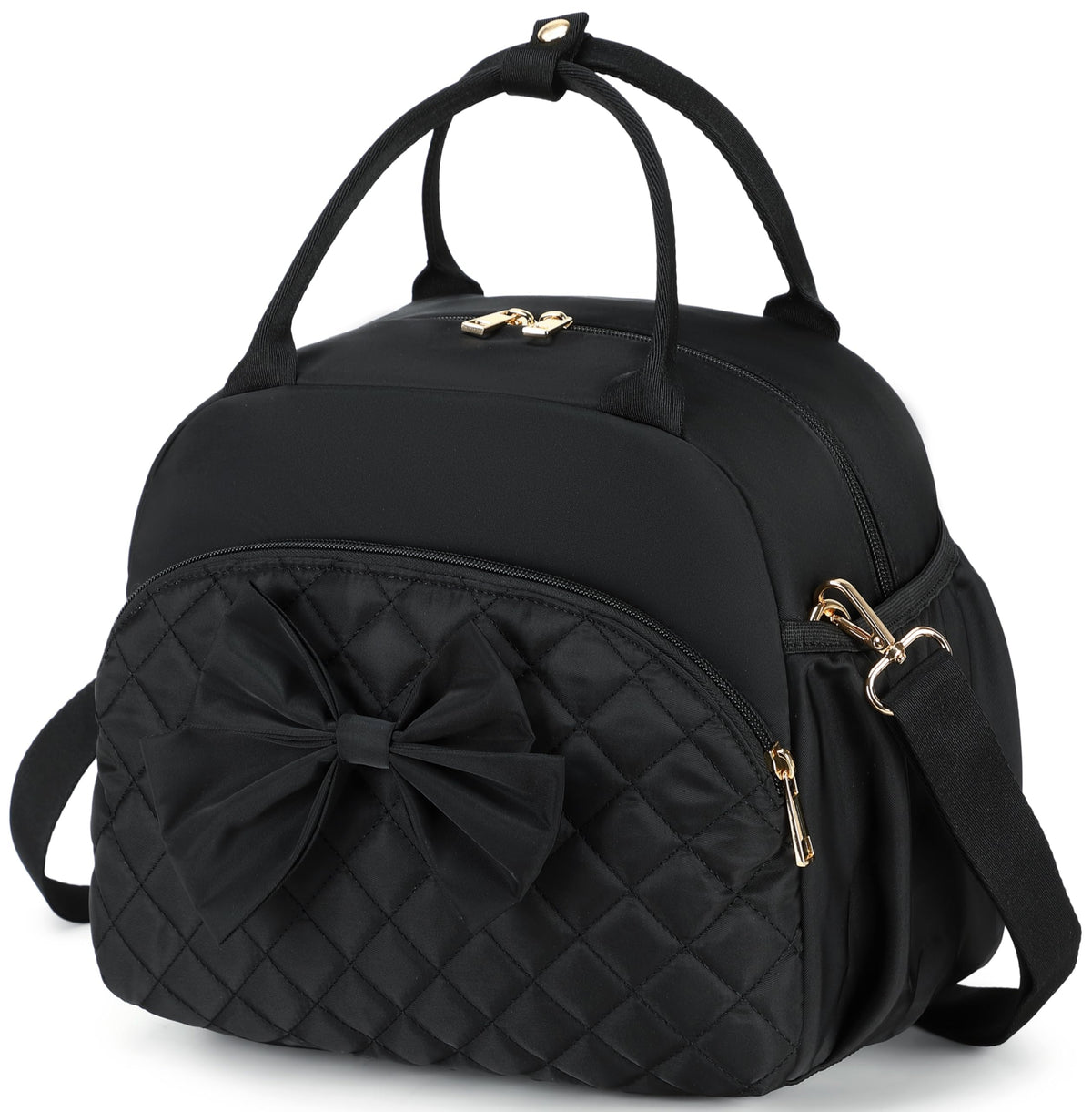 LEDAOU Lunch Box for Women, Quilted Insulated Lunch Bag, Puffy Lunch Tote with Adjustable Shoulder Strap for Work School Travel (Brown, Regular 9L)