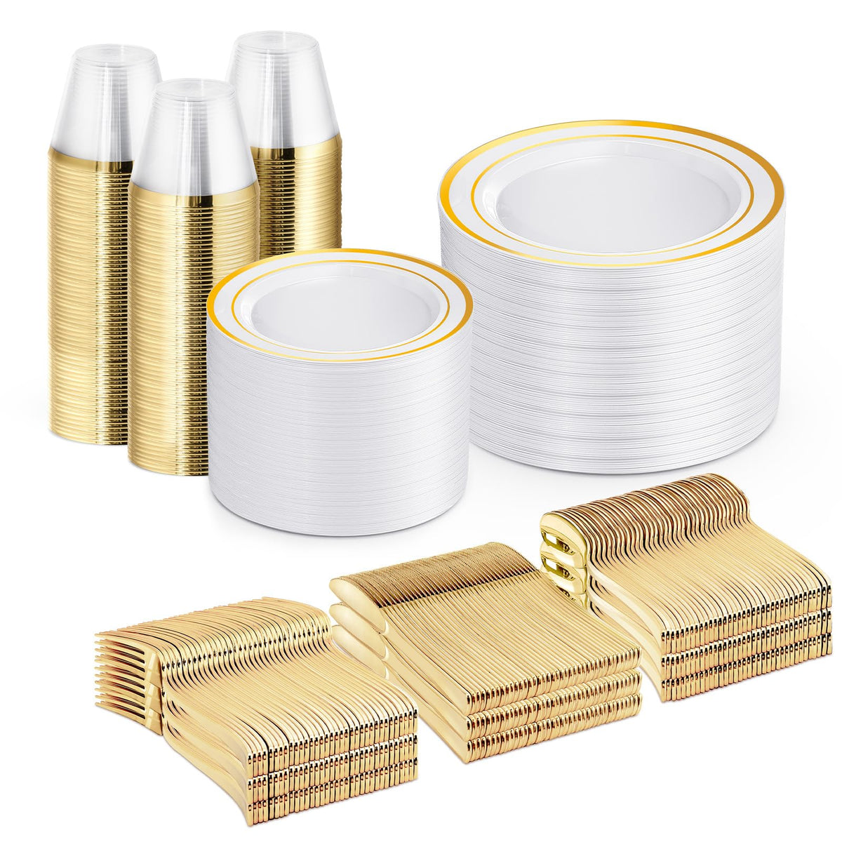 WELLIFE 600 PCS Silver Disposable Dinnerware Set for 100 Guests