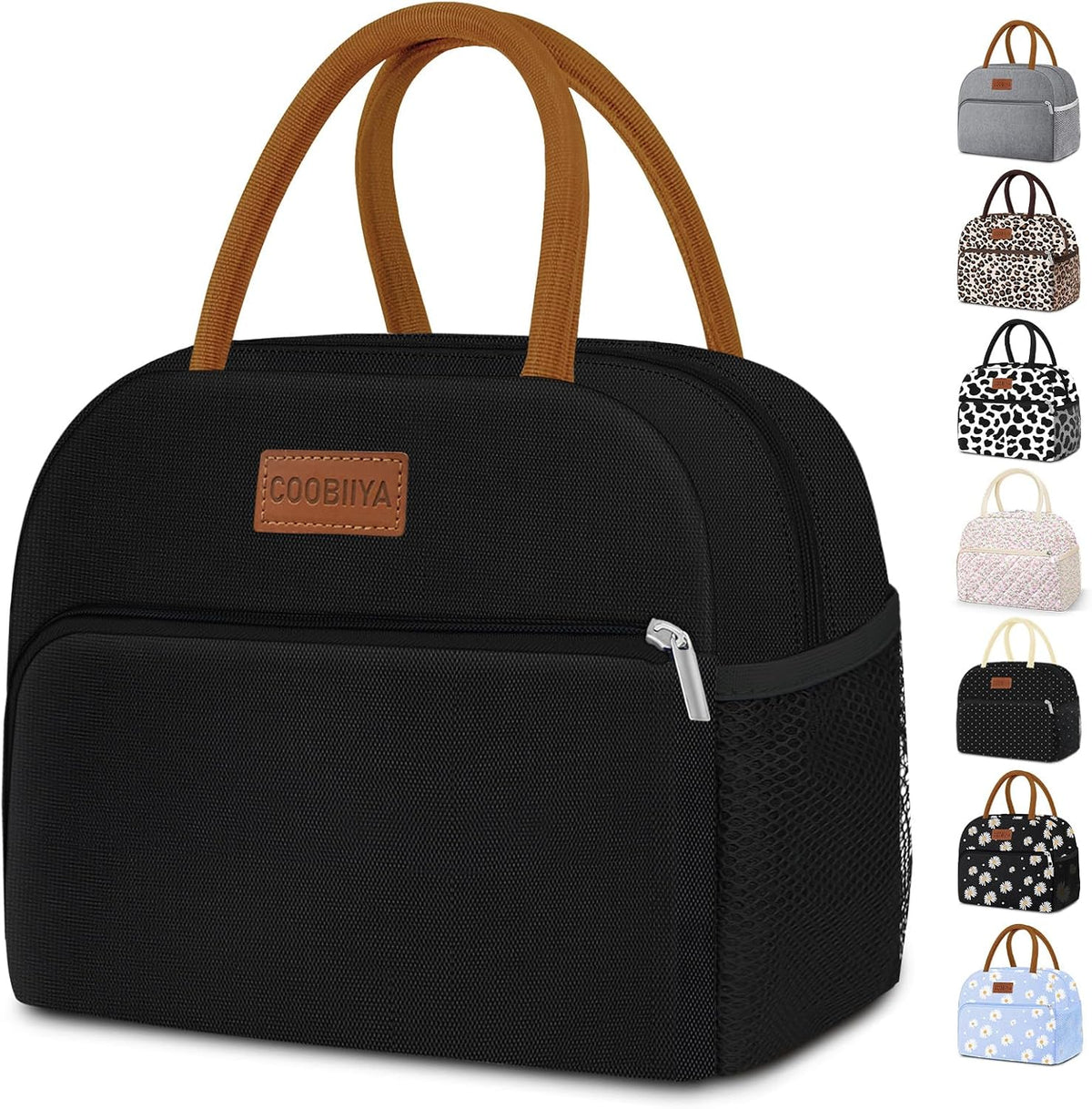 Coobiiya Lunch Box Lunch Bag for Women Men,Reusable Cute Lunch Pail bag,Leakproof,Insulated LunchBox Tote Compact 10L, Cooler Lunch Container for Work Travel Office (Black)
