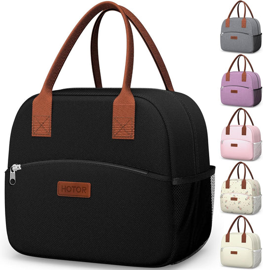 HOTOR Lunch Bag Women Men Insulated Lunch Box Black 10L